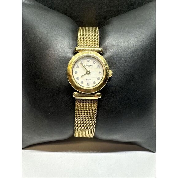 Skagen 107XSGG Womens Gold Stainless Steel Analog Dial Quartz Wrist Watch JNA194